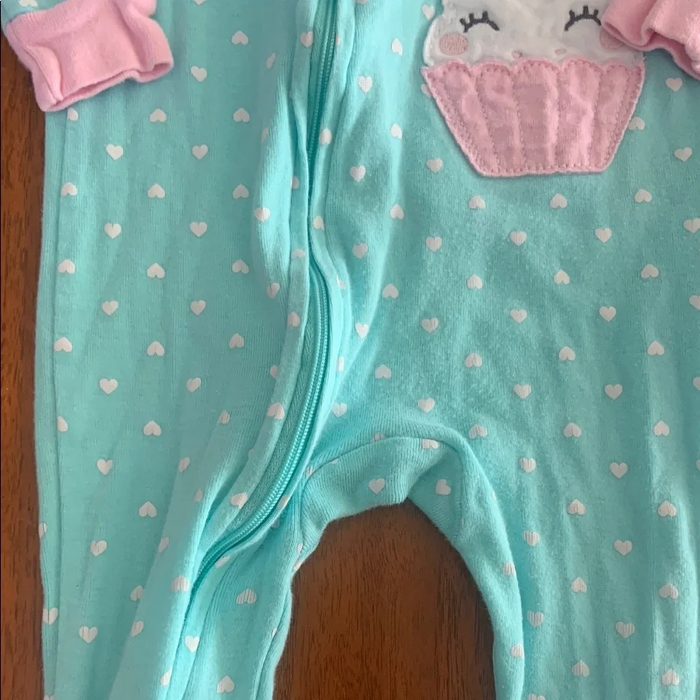 🍊5/$25 NWOT Carter's Blue and Pink Footies with Full-Length Zipper size 18m - Picture 4 of 7